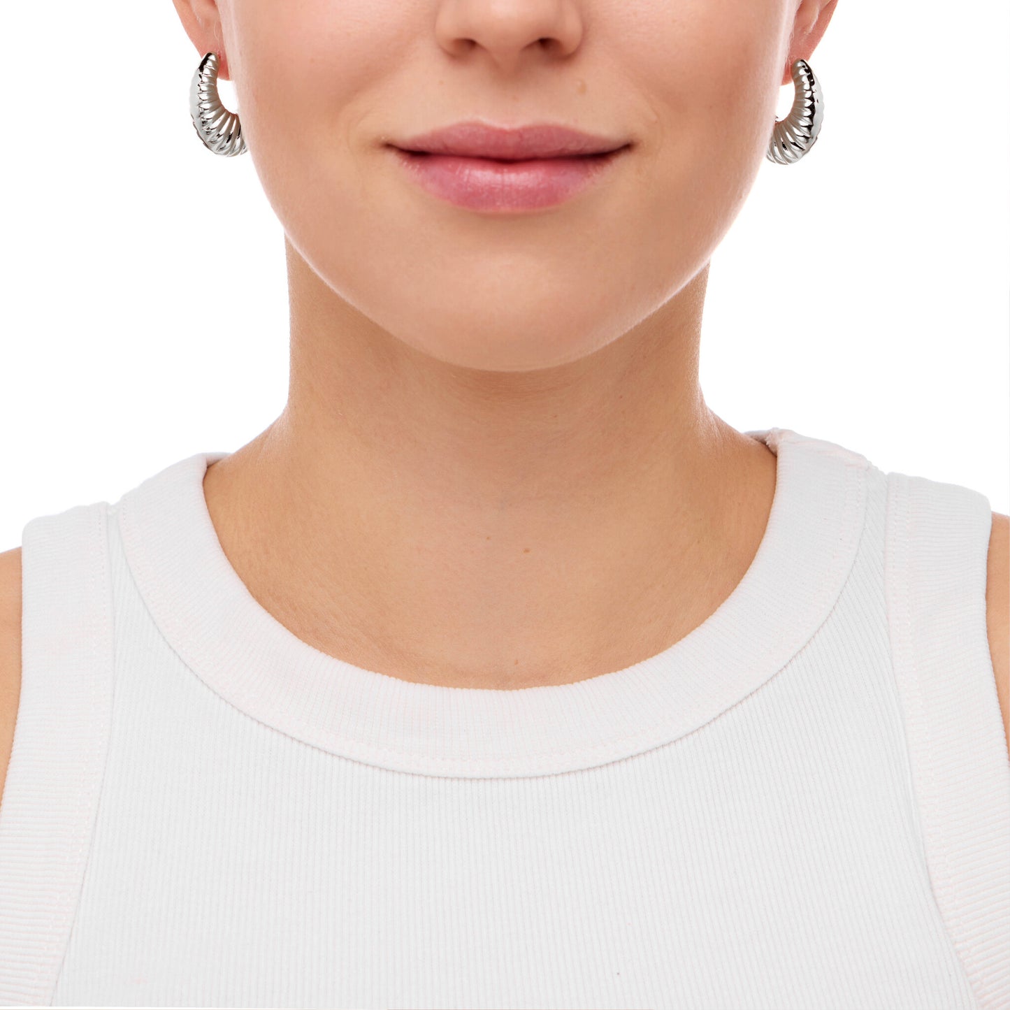 Chunky Italian Textured Half Moon Hoops