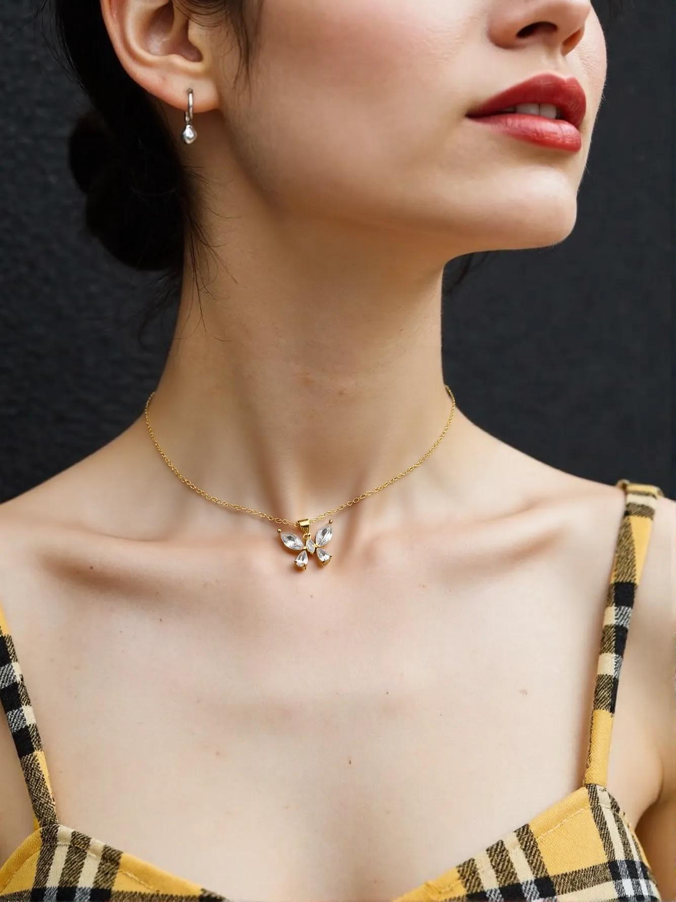 Crystal Flutter Butterfly Necklace