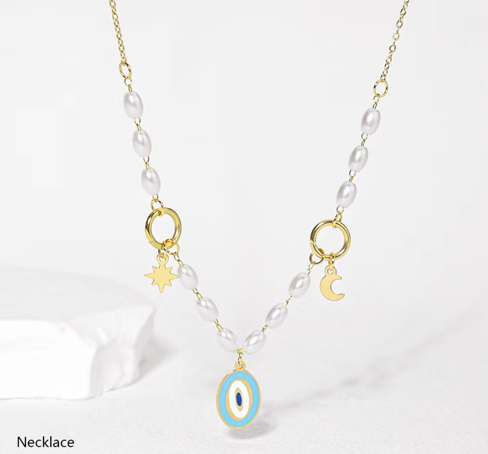 Star-Moon Evil Eyes Necklace