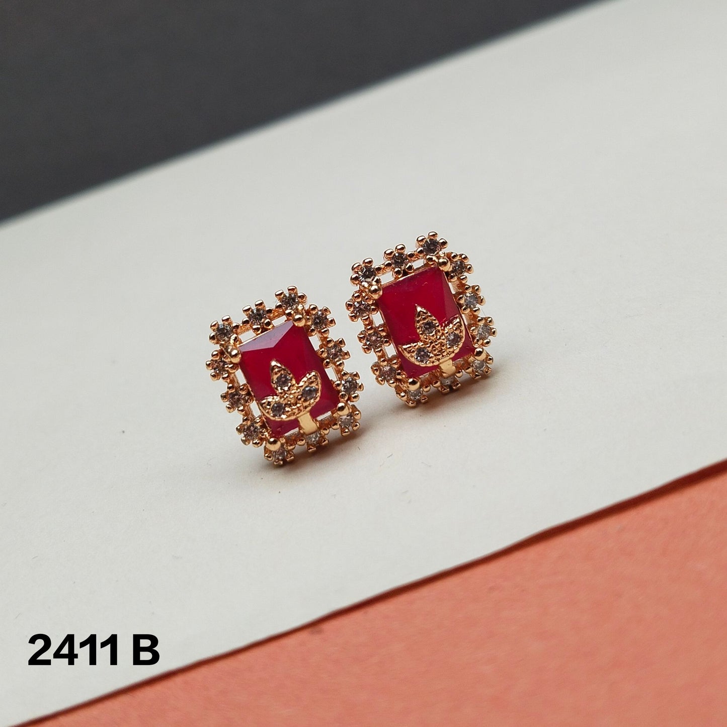Red Golden Opulence Studs