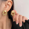 Vintage Metallic Twisted Weaving Round Circle Dangle Earrings