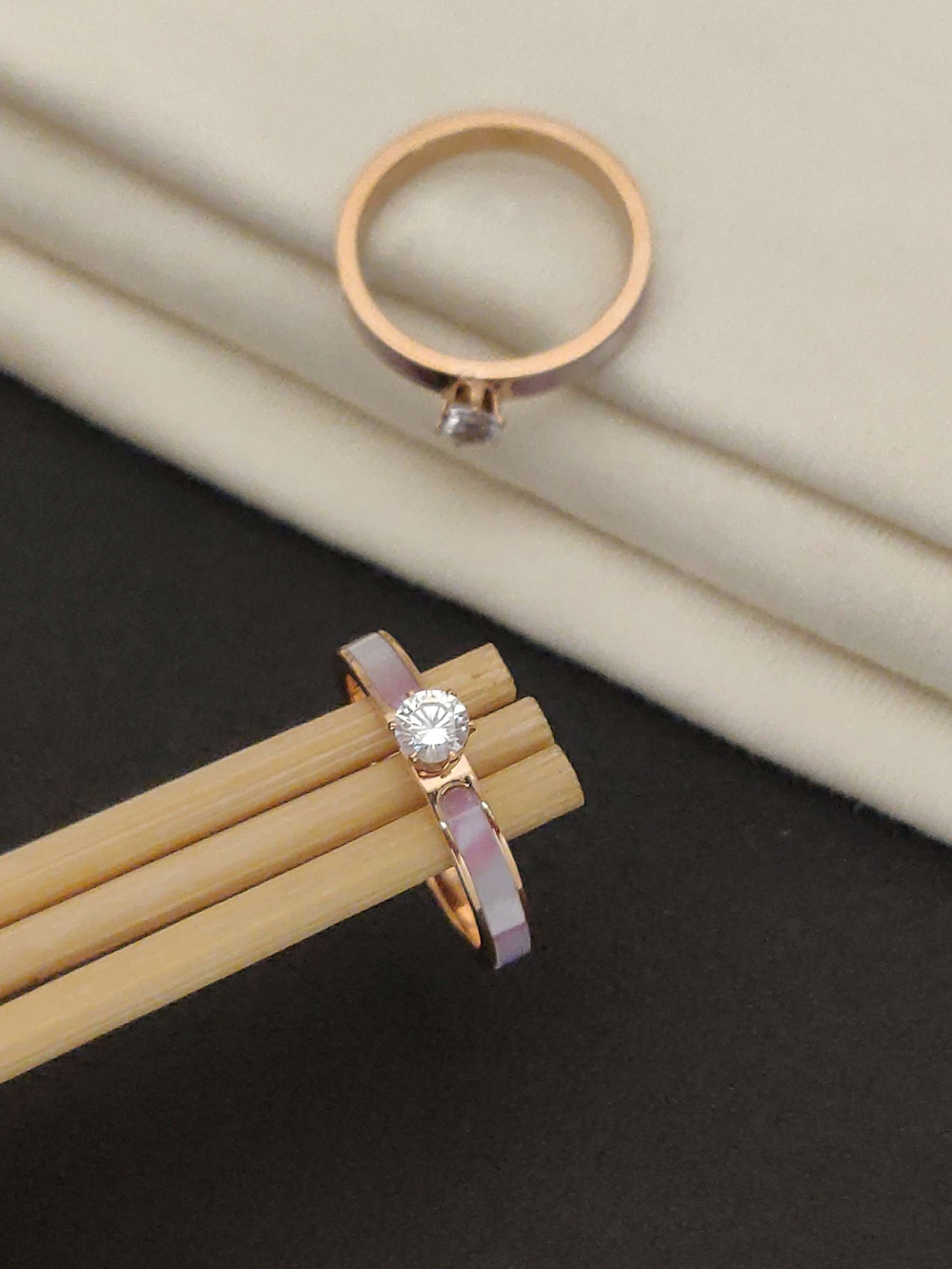 Rosaline Pink Mother Pearl with Zirconia Solitaire Ring