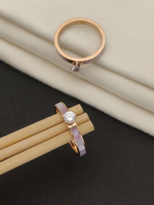 Rosaline Pink Mother Pearl with Zirconia Solitaire Ring