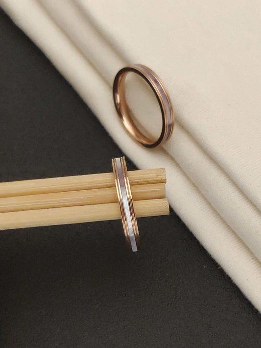 Gold Yellow Chimes White Enamel Band Ring