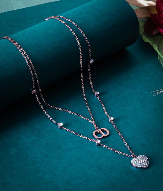 Flutter Hearts Rose Gold-Tone Stainless Steel Multi-Strand Necklace