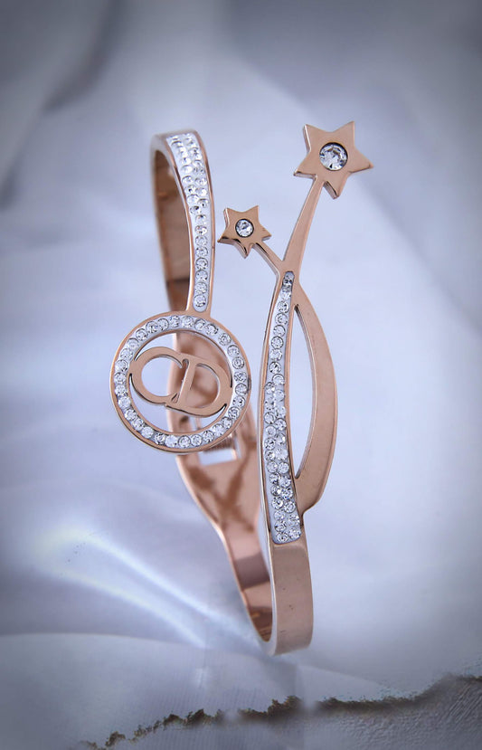 Rose Gold Plated Austrian Crystal star Cuff Bracelet