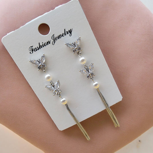 Pearl Radiance Crystal Drops Earrings