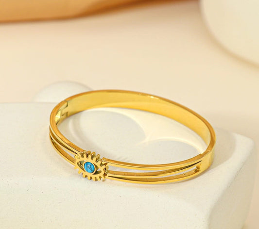Stainless Steel Gold Plated Evil Eye