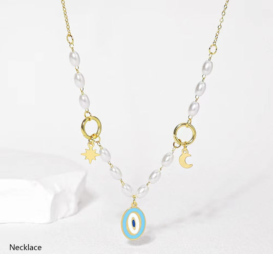 Star-Moon Evil Eyes Necklace