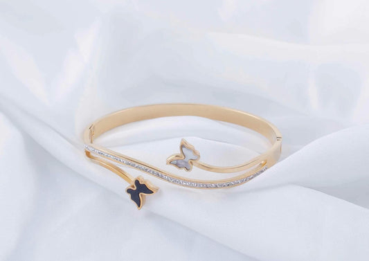 Black & White Butterfly Diamond Studed Bracelet