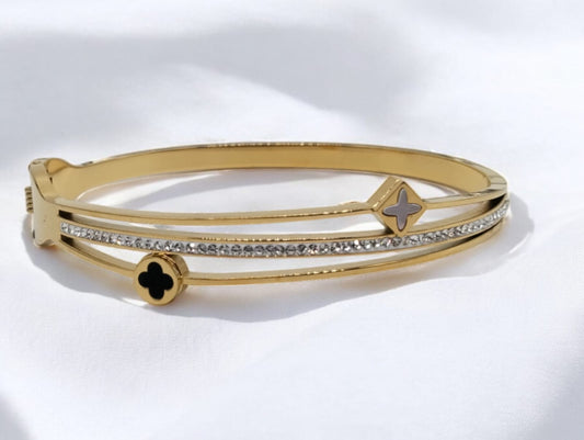 Aura Stelle stone studded gold plated bangle bracelet