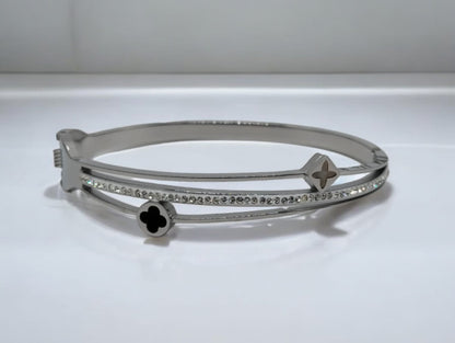 Aura Stelle stone studded gold plated bangle bracelet