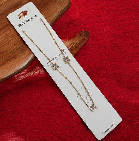 Diamond Gold-plated Plated Stainless Steel Necklace