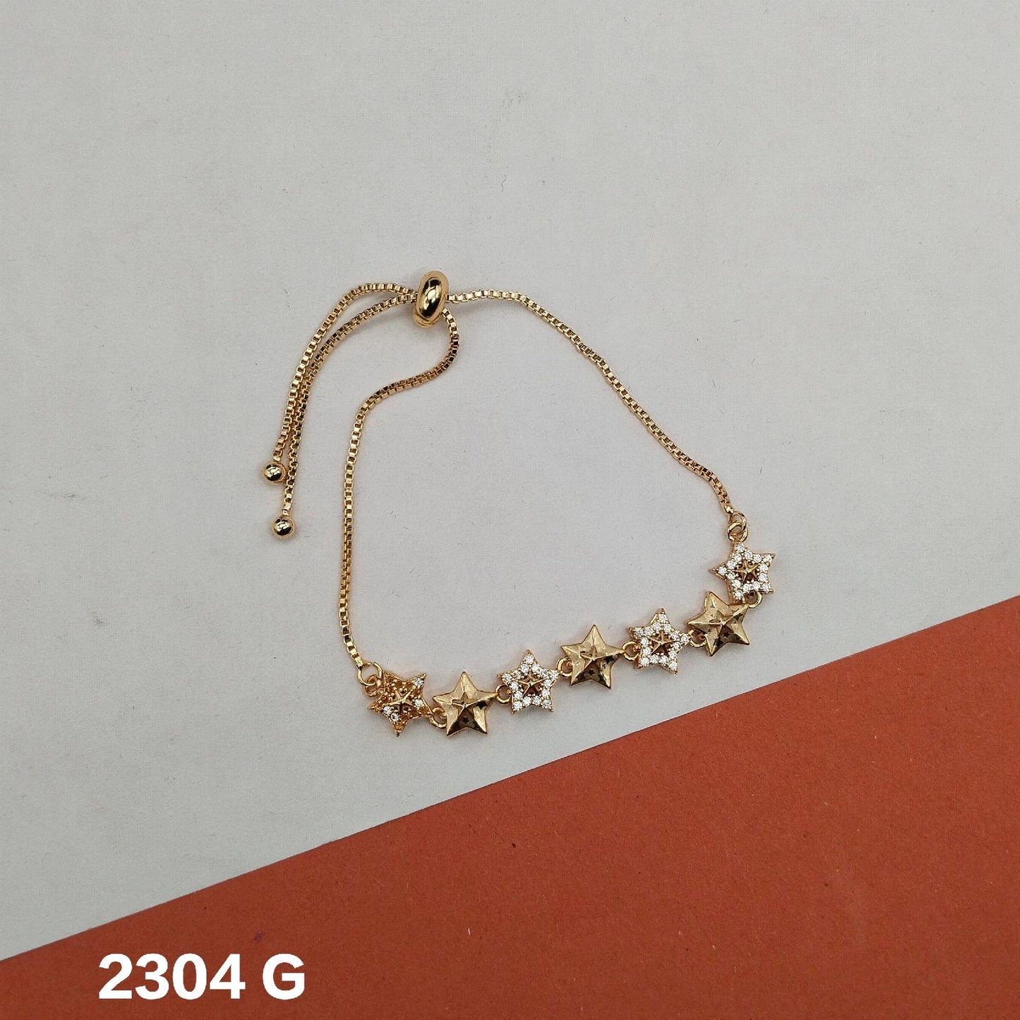 ROSE GOLD PLATED KOREAN ZIRCON STUDDED STAR CHARM BRACELET