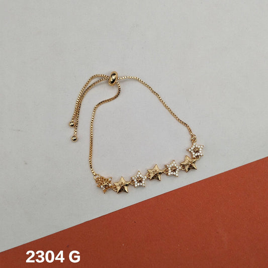 ROSE GOLD PLATED KOREAN ZIRCON STUDDED STAR CHARM BRACELET