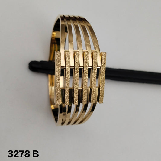 Glitter Steel Gold Rib Clamp Bracelet