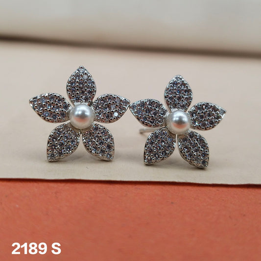 Silver-Toned Moonshine Floral Stud Earring